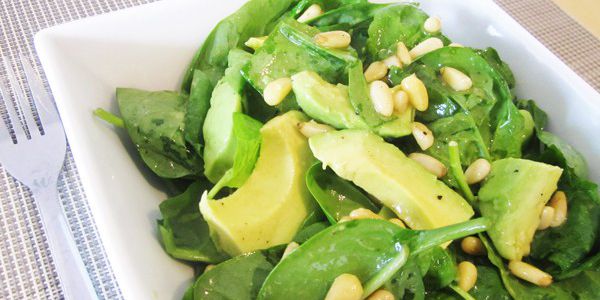 Avocado & Spinach Salad with Pine Nuts