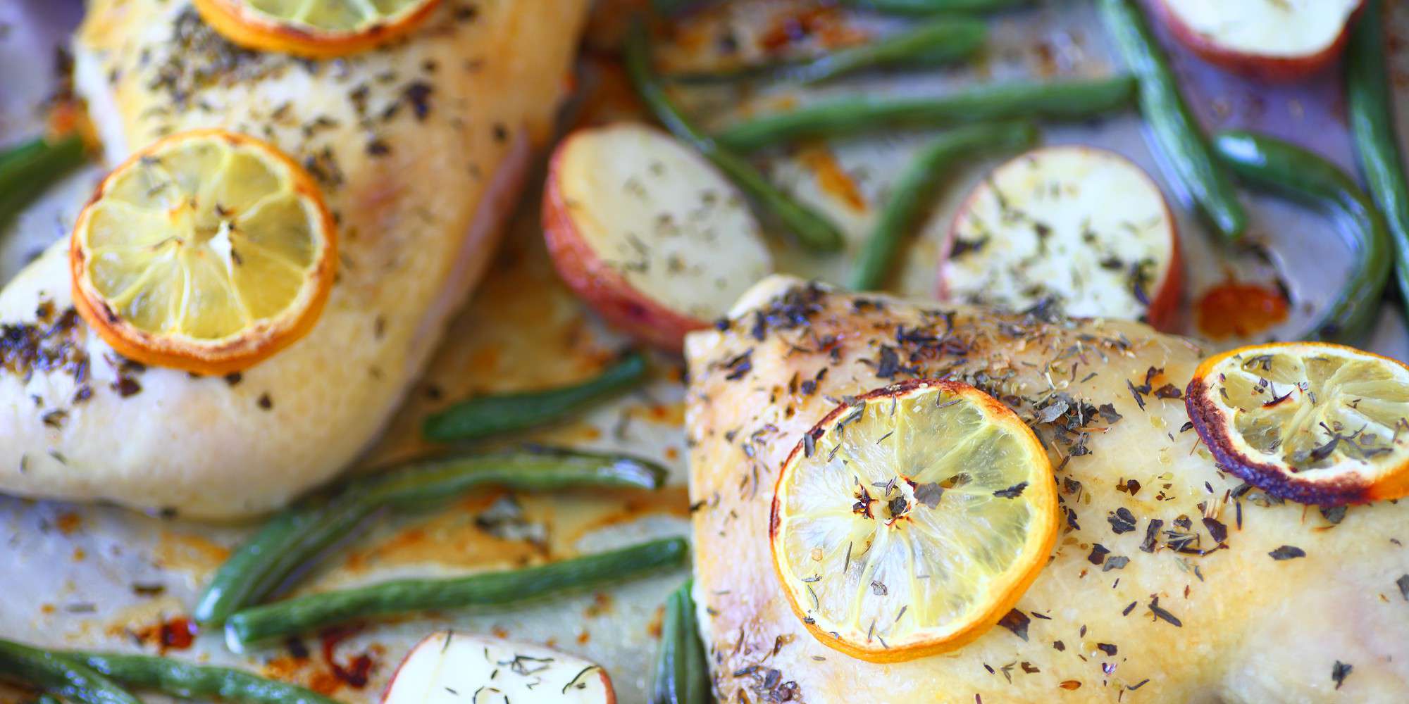 Lemon Chicken with Green Beans & Roasted Potatoes