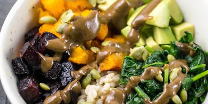 Roasted Winter Vegetable Barley Bowls