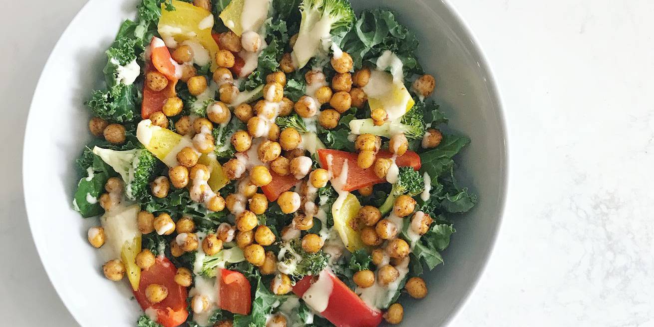 Roasted Chickpea and Veggie Kale Salad