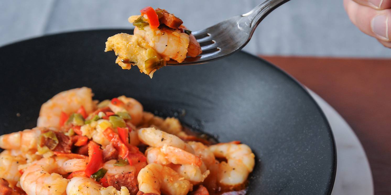 Chilli Prawns & Chorizo On Tomato Mash