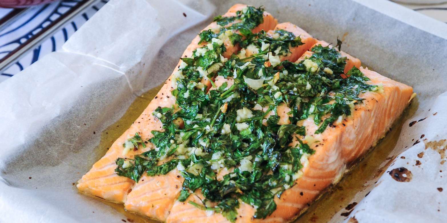 Salmon with Truffle Baked Eggs & Parmesan Spinach