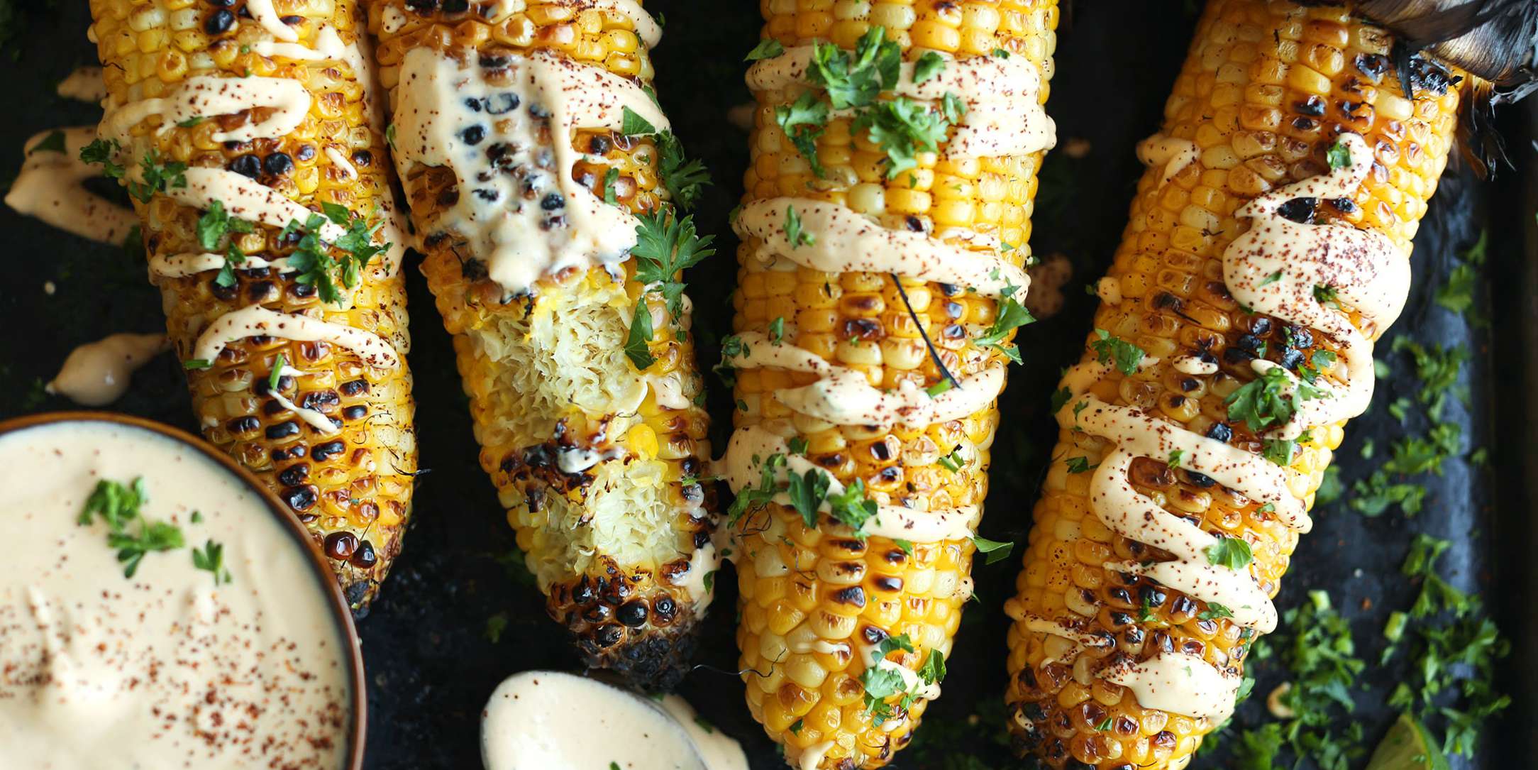 Grilled Corn w Sriracha Aioli