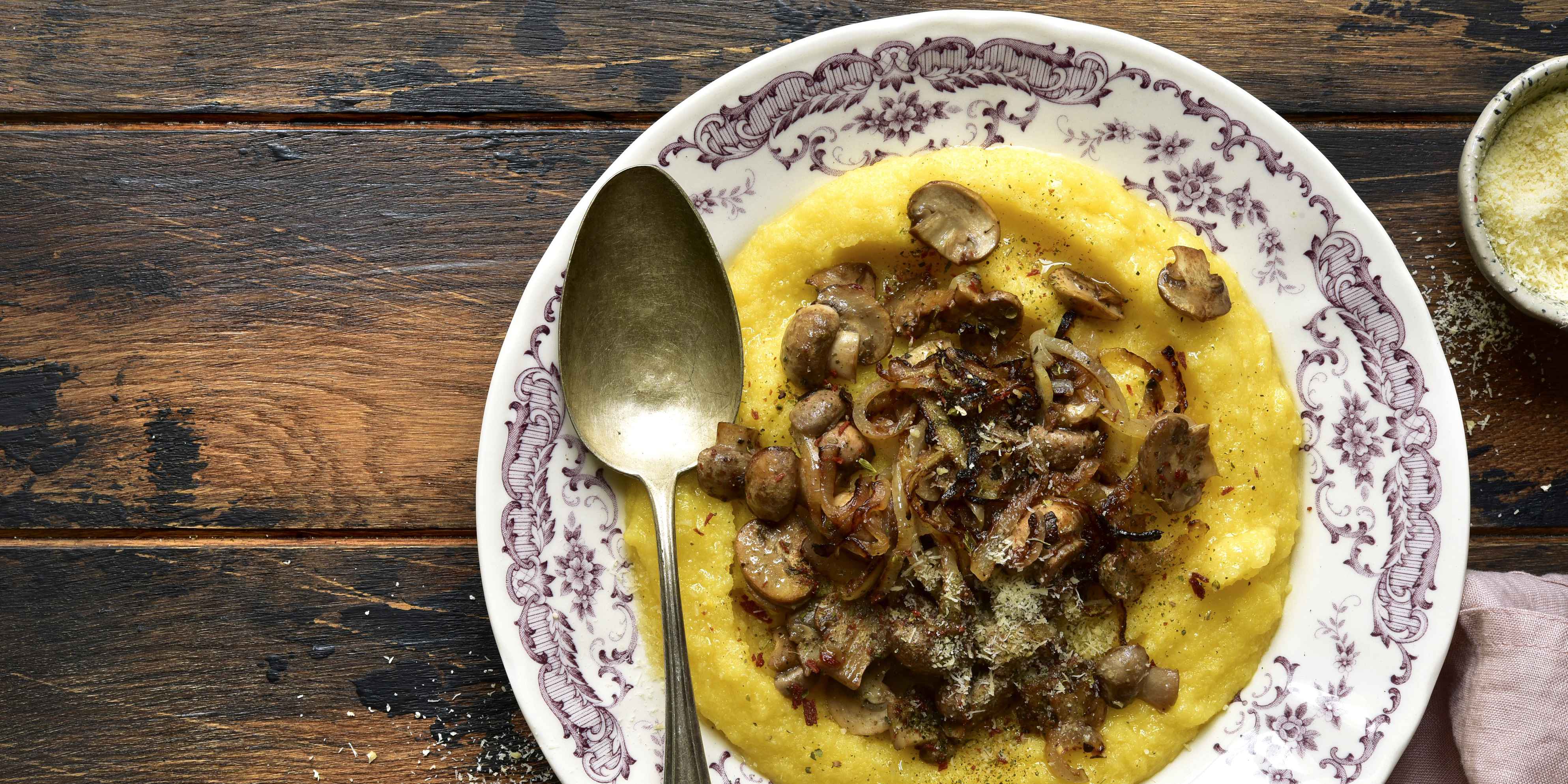 Polenta with Mushrooms & Roasted Asparagus