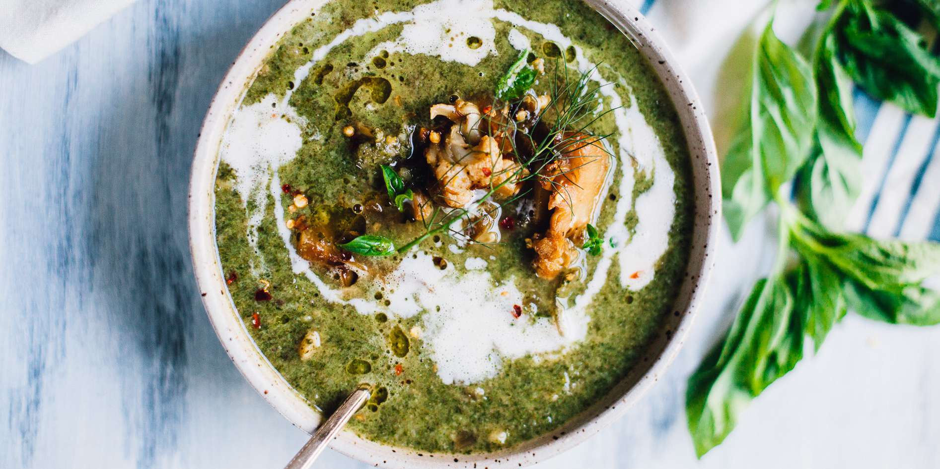 Vegan Nettles Soup with Kale & Cauliflower