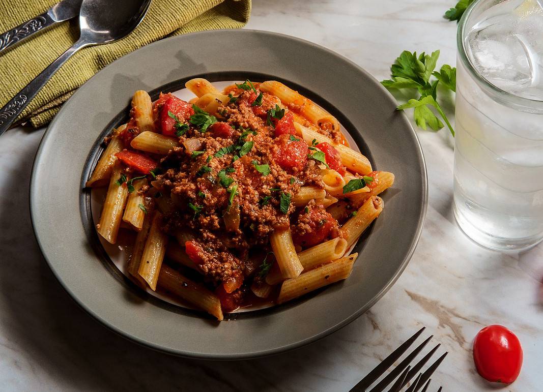 Simple Vegan Bolognese Chickpea Pasta