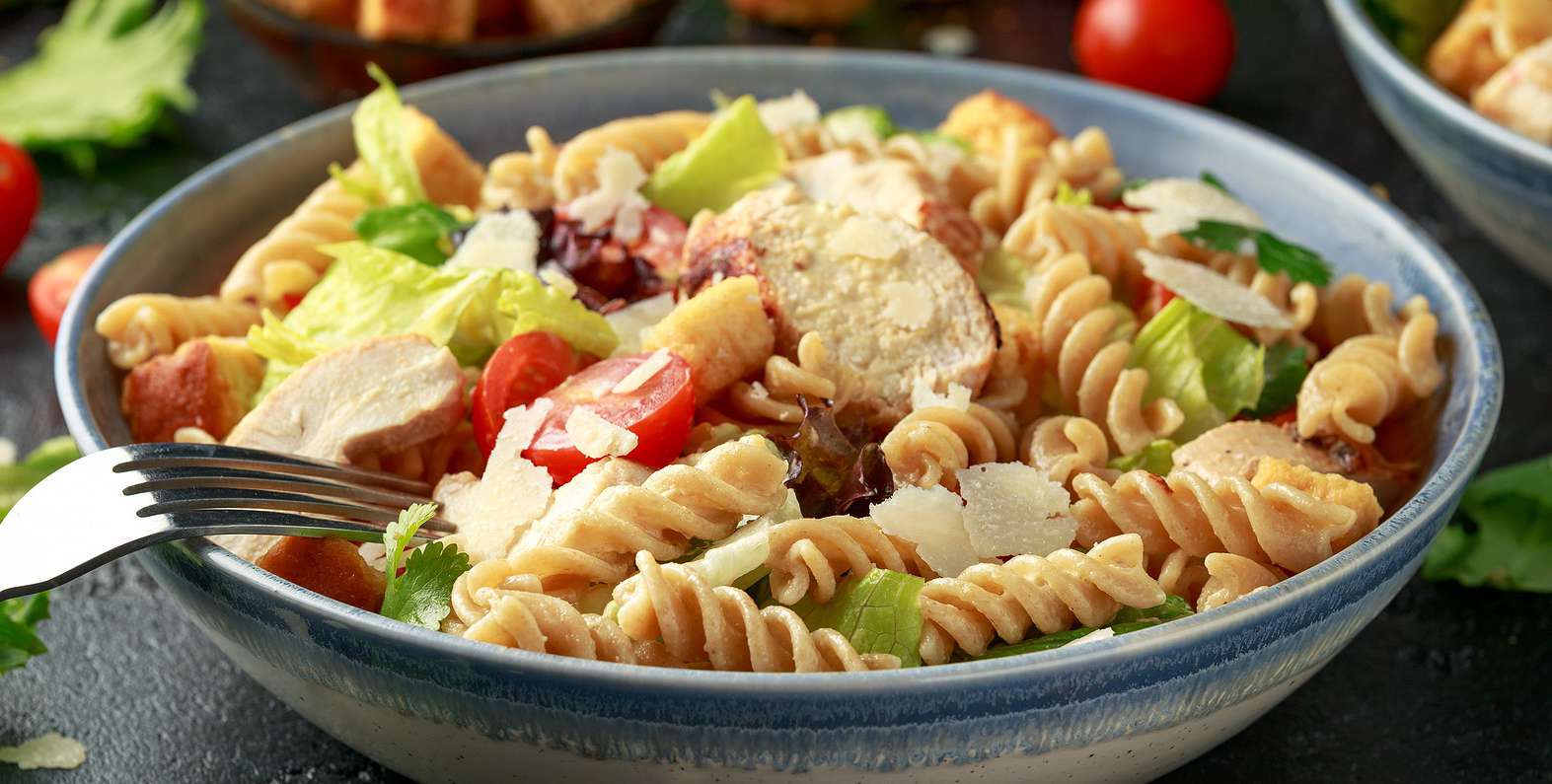 Kale Caesar Pasta Salad