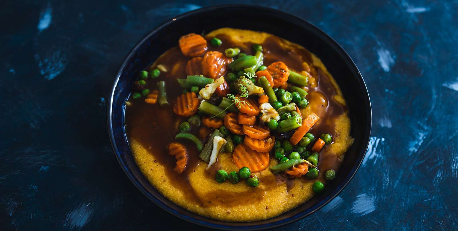 Creamy Vegan Polenta with Mushrooms and Beans