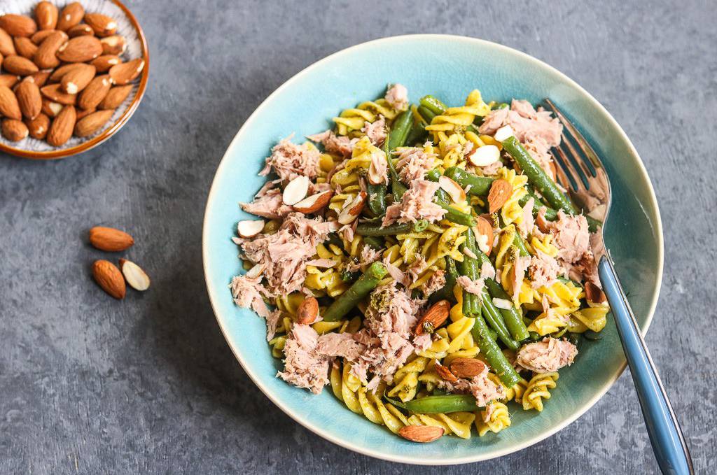 Pesto Pasta with Tuna & Almonds