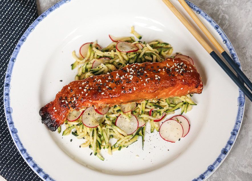 Miso Salmon with Zucchini Noodles