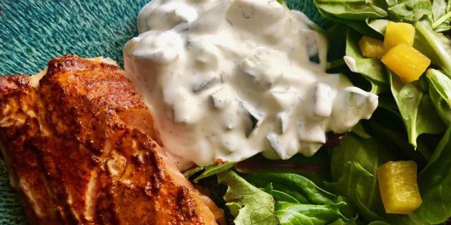 Tandoori Salmon with Cucumber Sauce