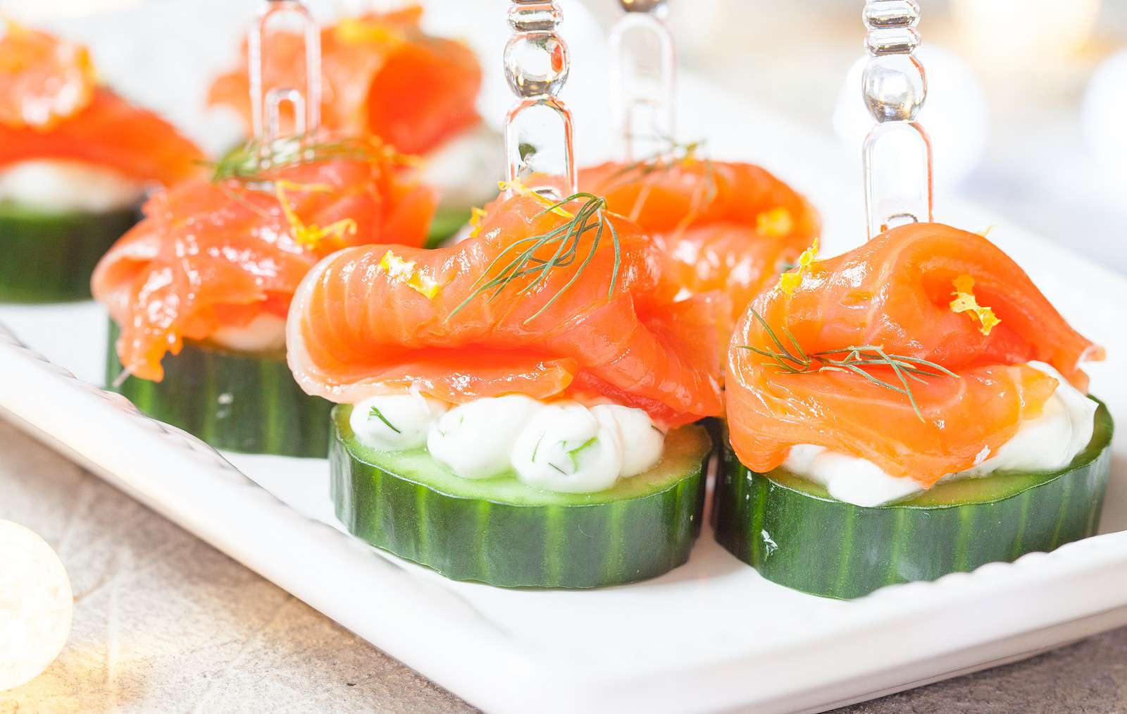 Smoked Salmon and Cream Cheese Cucumber Bites