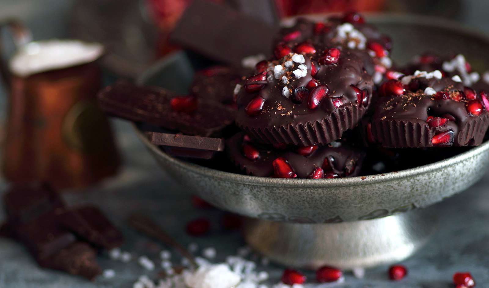 Festive Chocolate Pomegranate Cups