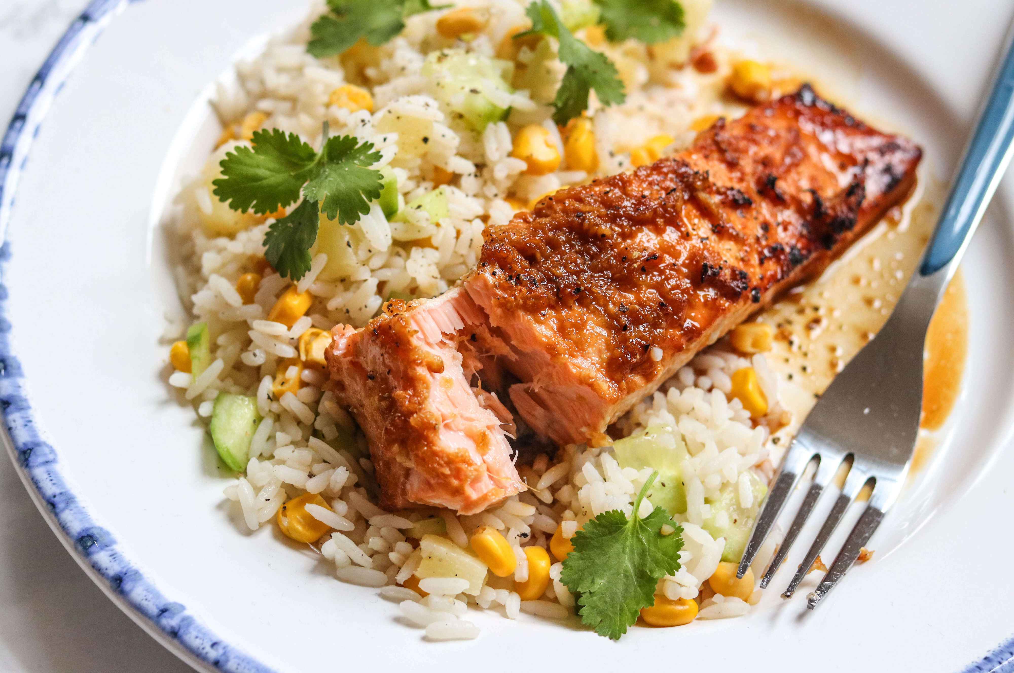 Honey & Lime Glazed Salmon with Pineapple Rice
