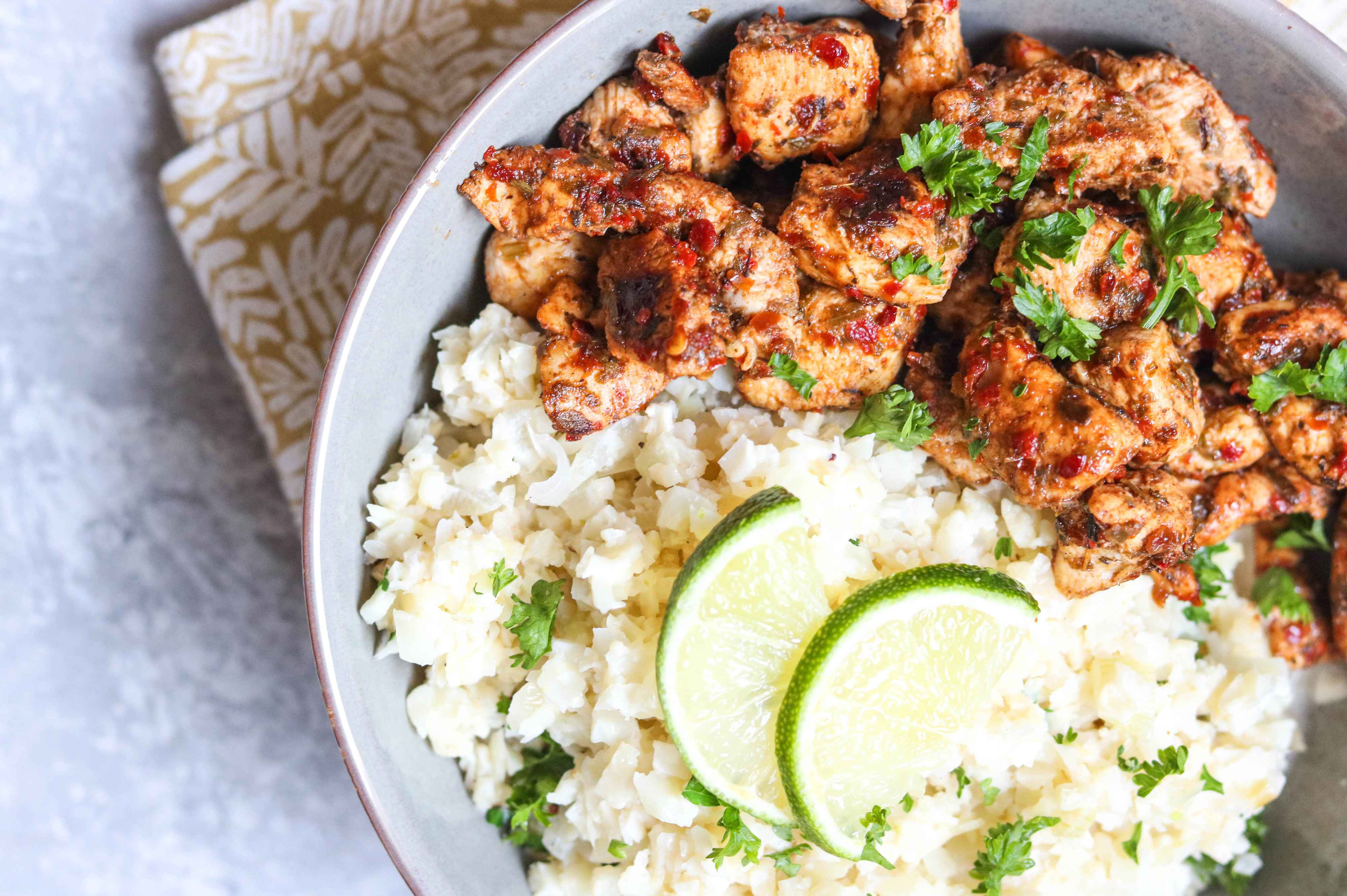 Jerk Chicken with Cauliflower Rice