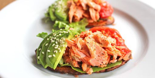 Sweet Potato Toast with Smoked Salmon & Guacamole