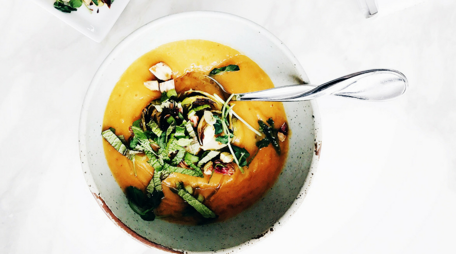 Potage courge butternut et patates sucrées