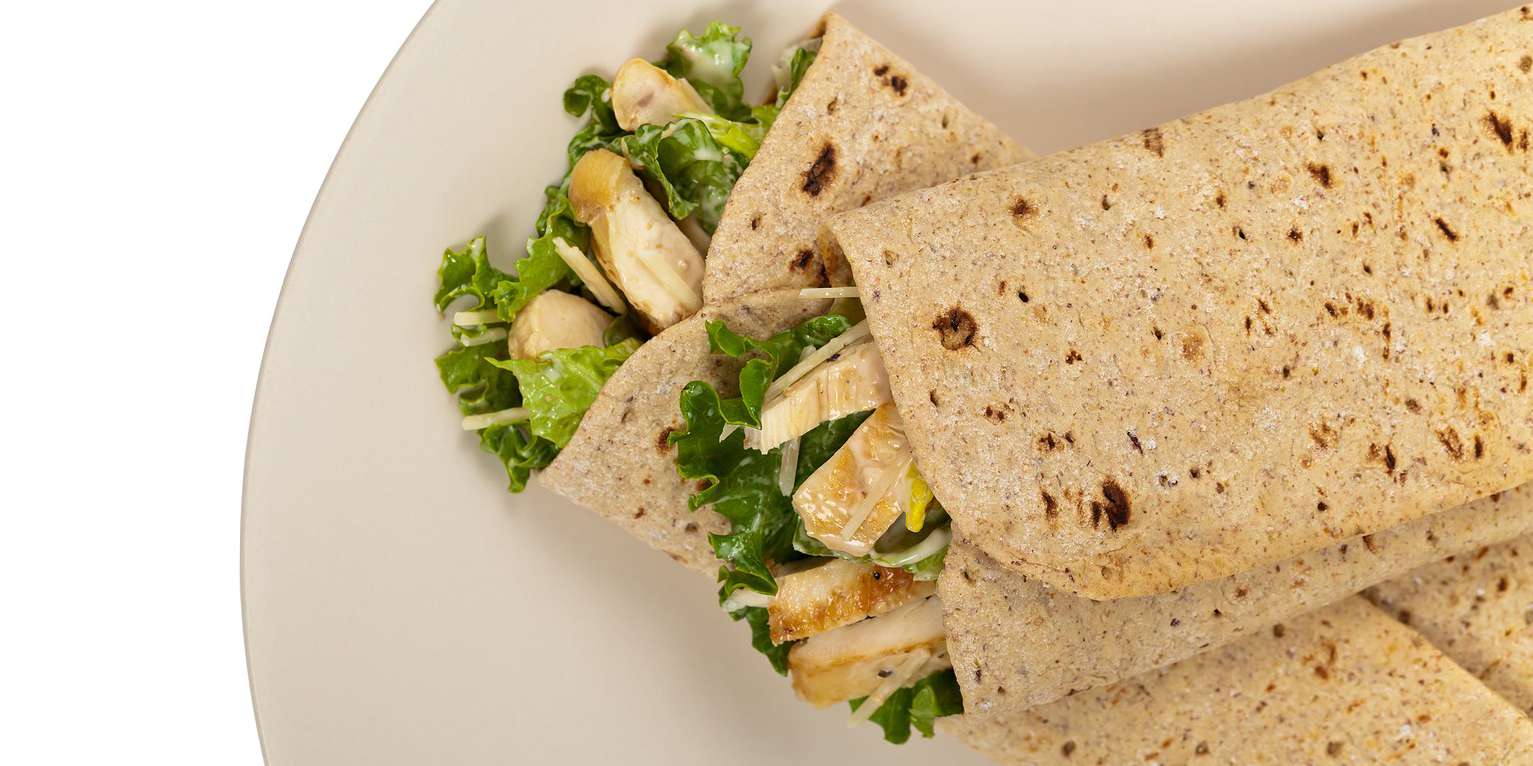 Kale Caesar Salad Wrap with Grilled Chicken
