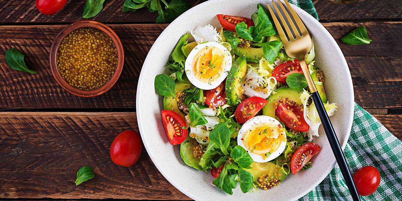 Mixed Green Salad with a Hard-Boiled Egg