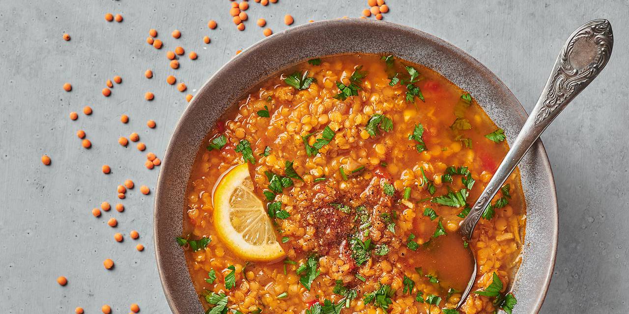 Pantry Lentil, Sweet Potato & Kale Soup