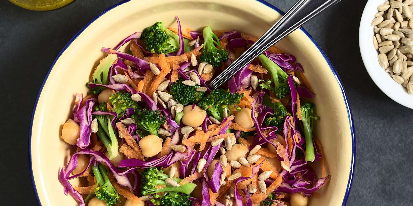 Chickpea Broccoli Salad with Tahini Garlic Sauce