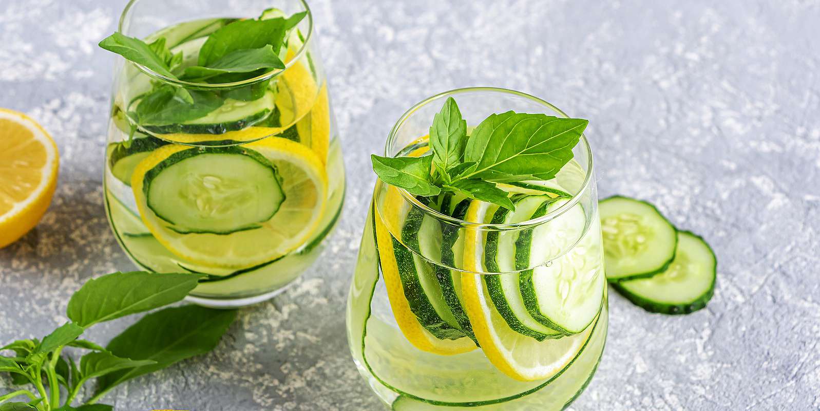 Cooling Cucumber Water with Lemon and Mint