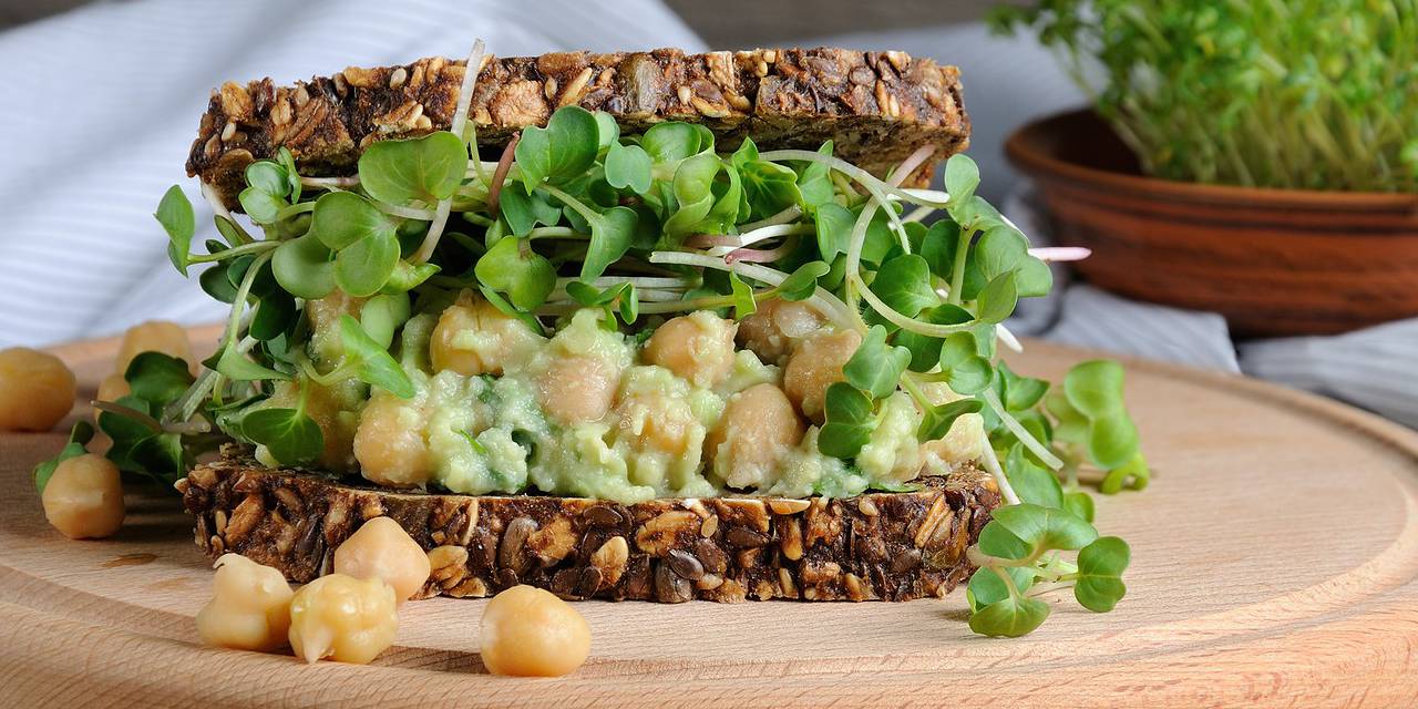 Smashed Chickpea, Avocado & Pesto Salad Sandwich