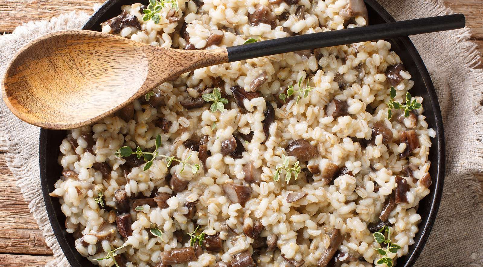 Mushroom and Barley Pilaf with a Poached Egg