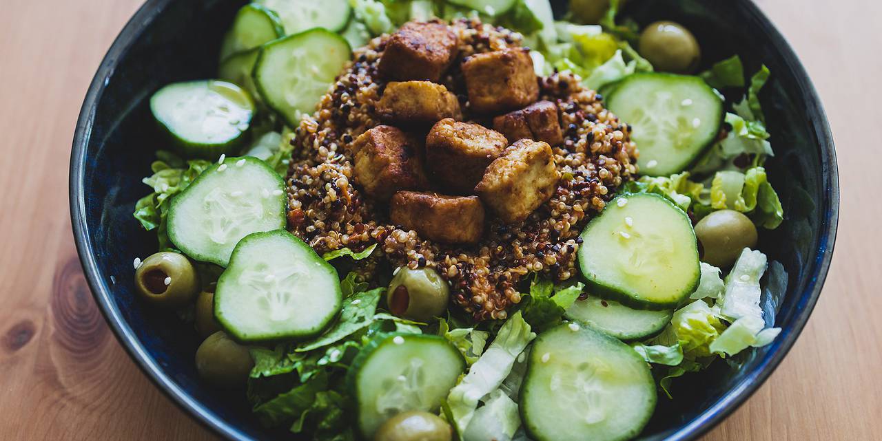 Quinoa, Cucumber, Dill, Toasted Almond Salad