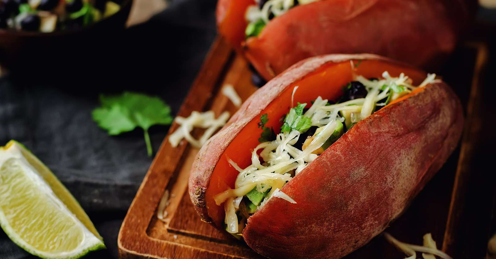 Loaded Vegetarian Baked Sweet Potato