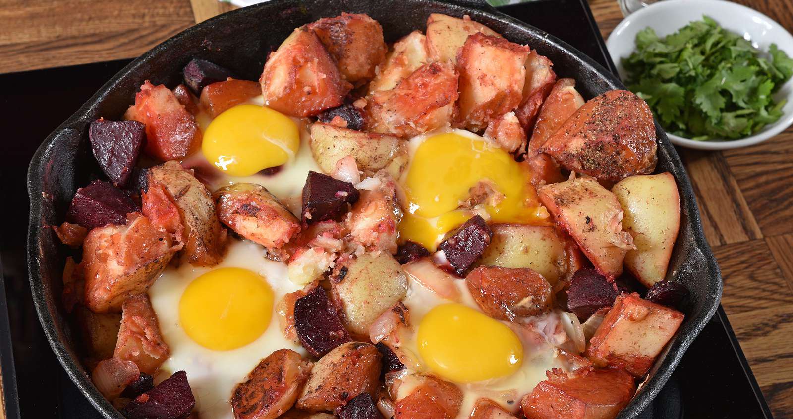Beet Hash with Eggs