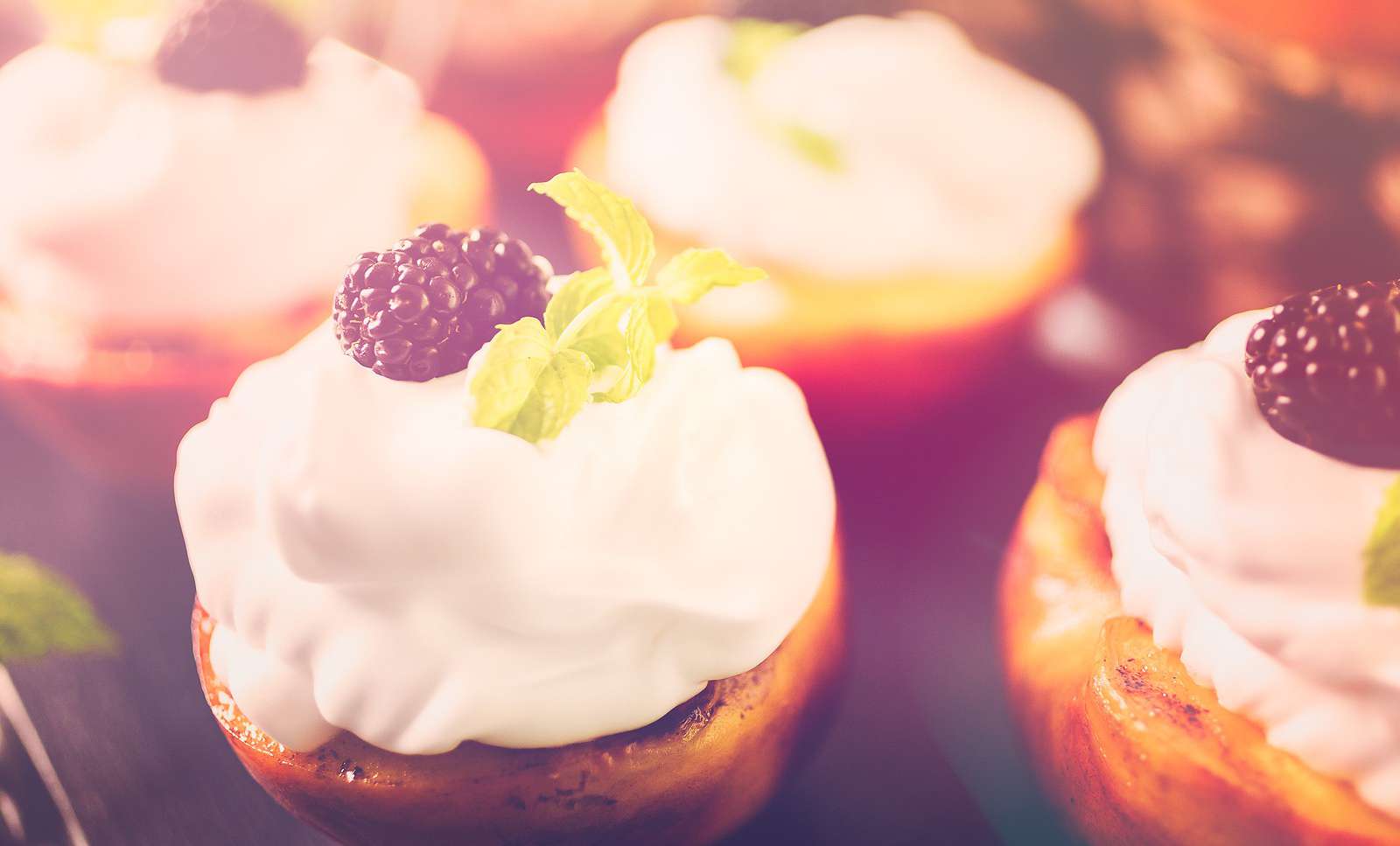 Grilled Peaches with Blackberry Coconut Cream