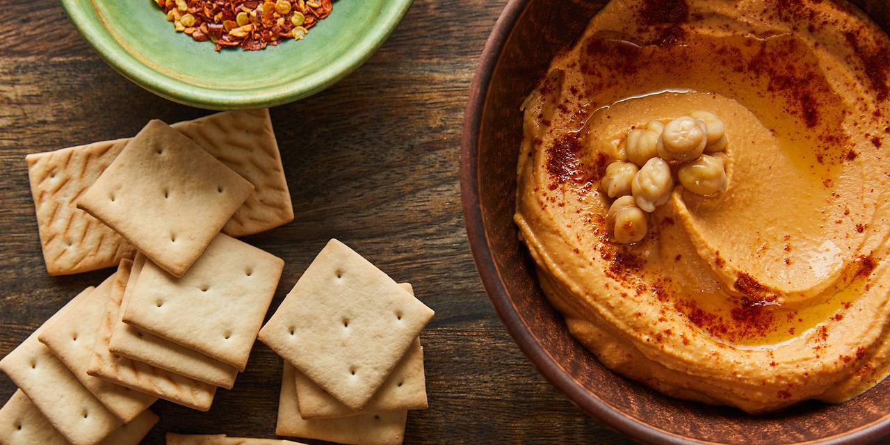 Crackers, Hummus, Dates & Walnuts