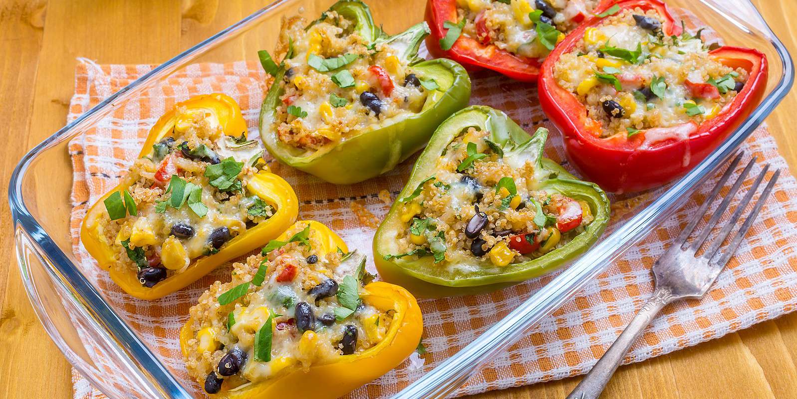 Spicy Vegetarian Quinoa Stuffed Bell Peppers