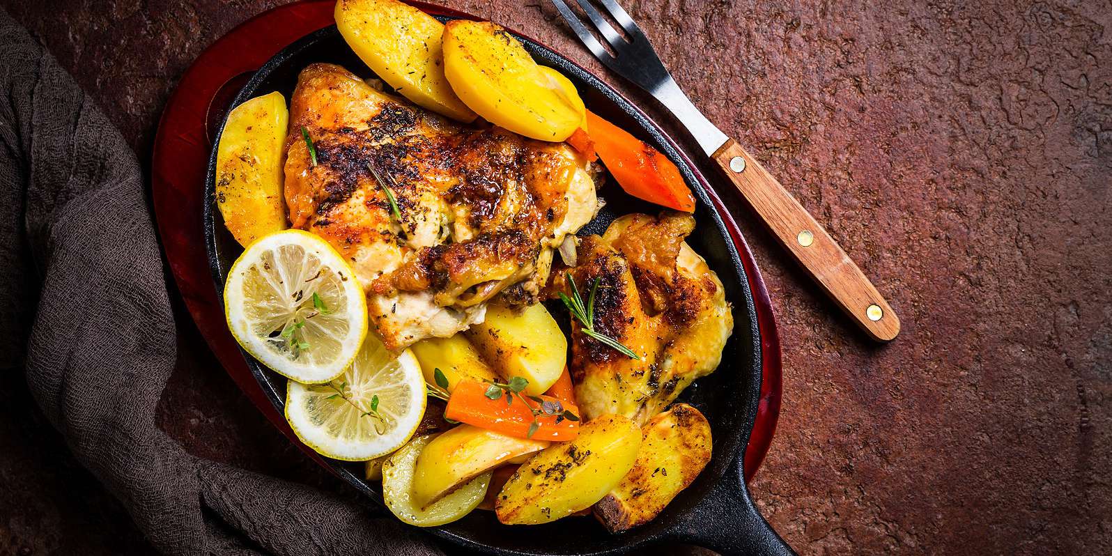 Roasted Chicken with Lemony Bombay Potatoes