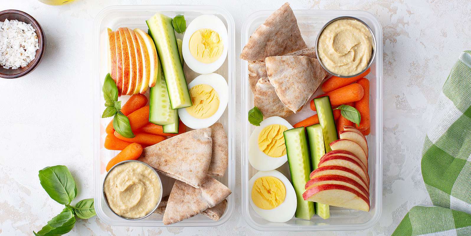 Cucumber Salad, Hummus & Pita Bento Box Lunch