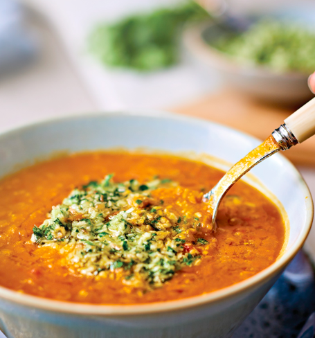 Chutney and Coconut Red Lentil Soup [Vegan]