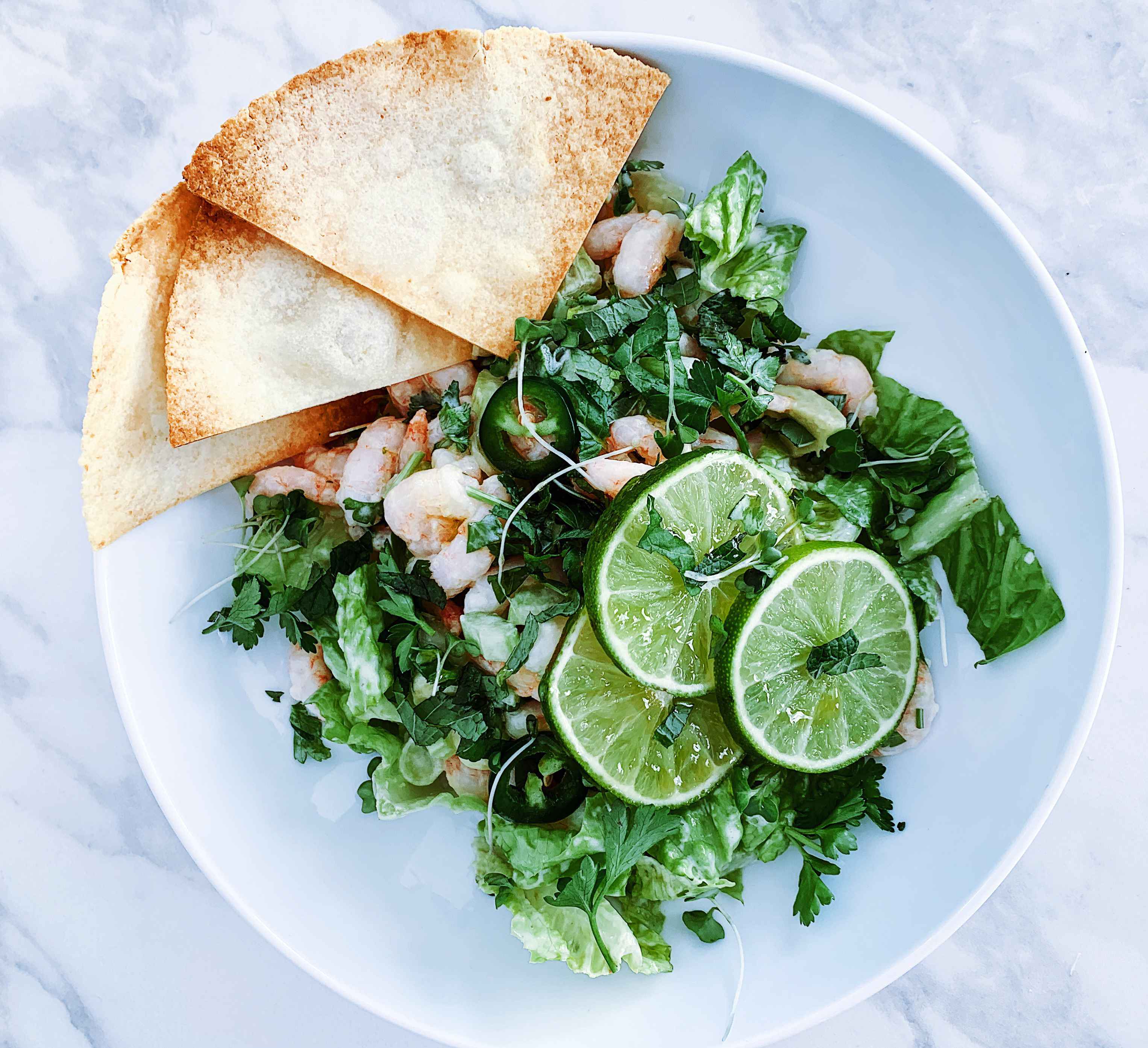 Salade Crevettes, avocat, lime