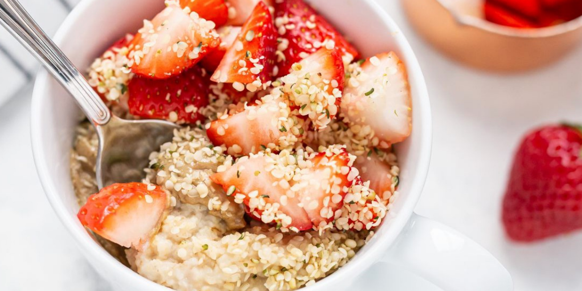 High Protein Sunbutter Oatmeal with Strawberries