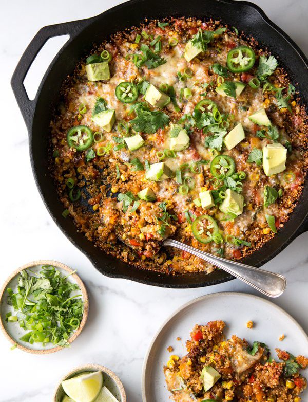 Skillet Veggie Quinoa Enchilada Bake