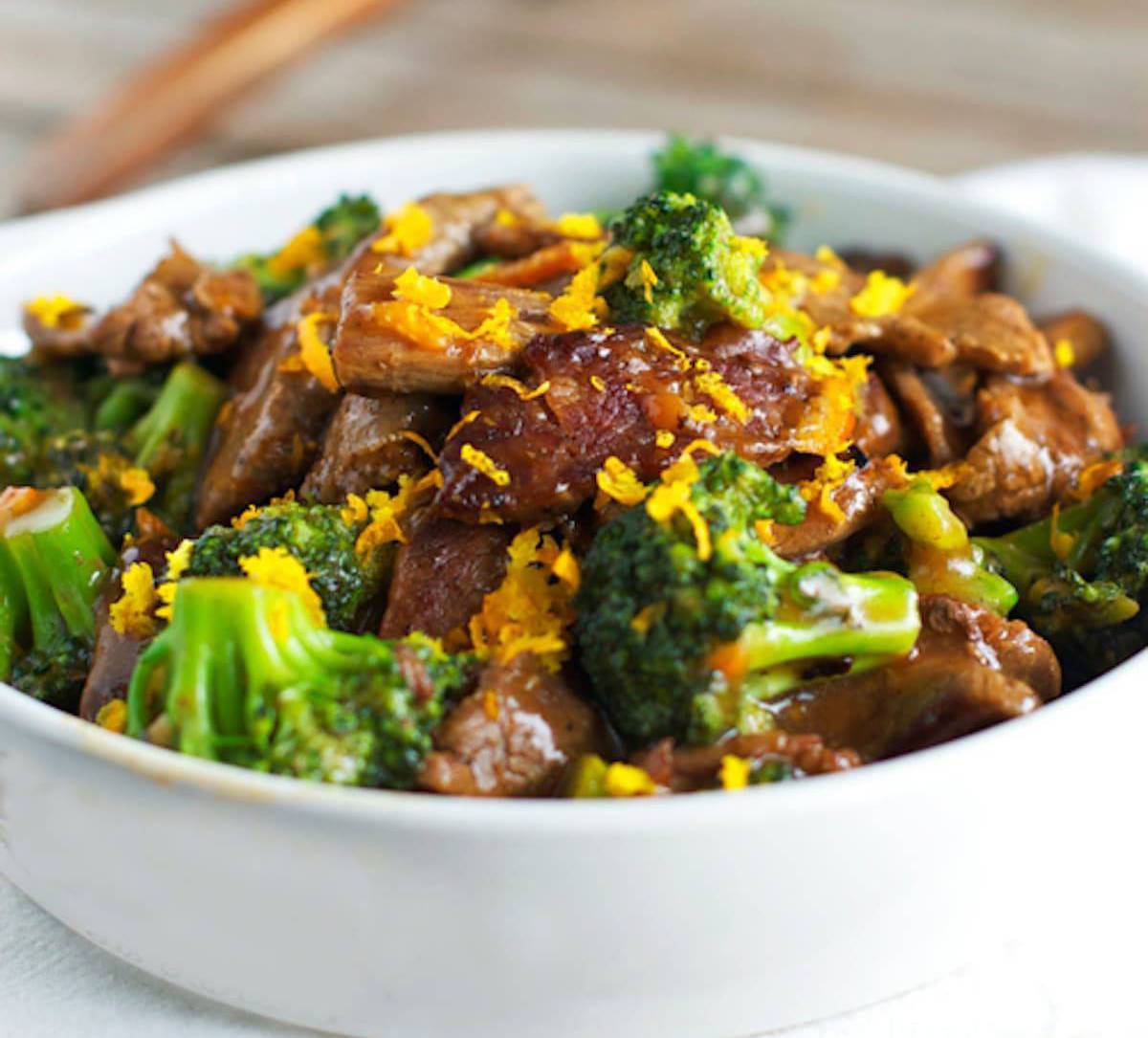 {Light} Orange Beef and Broccoli