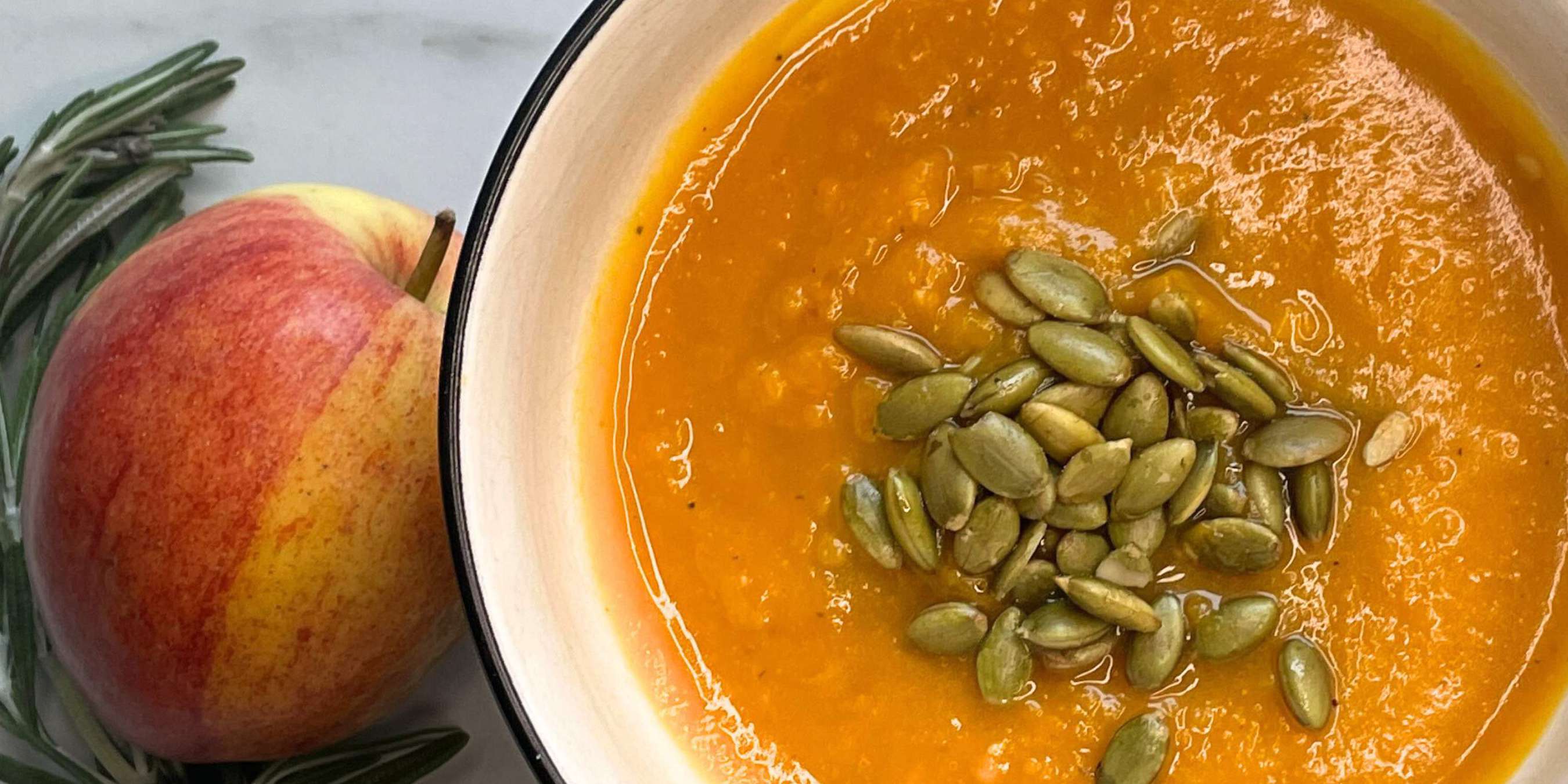 Butternut Squash Soup with Apple and Rosemary