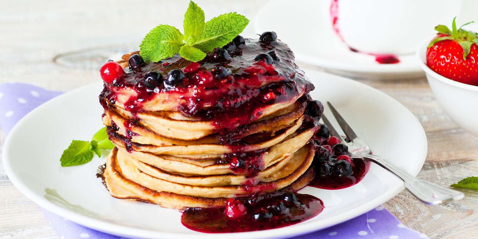 Oat Pancakes with Blueberry Compote