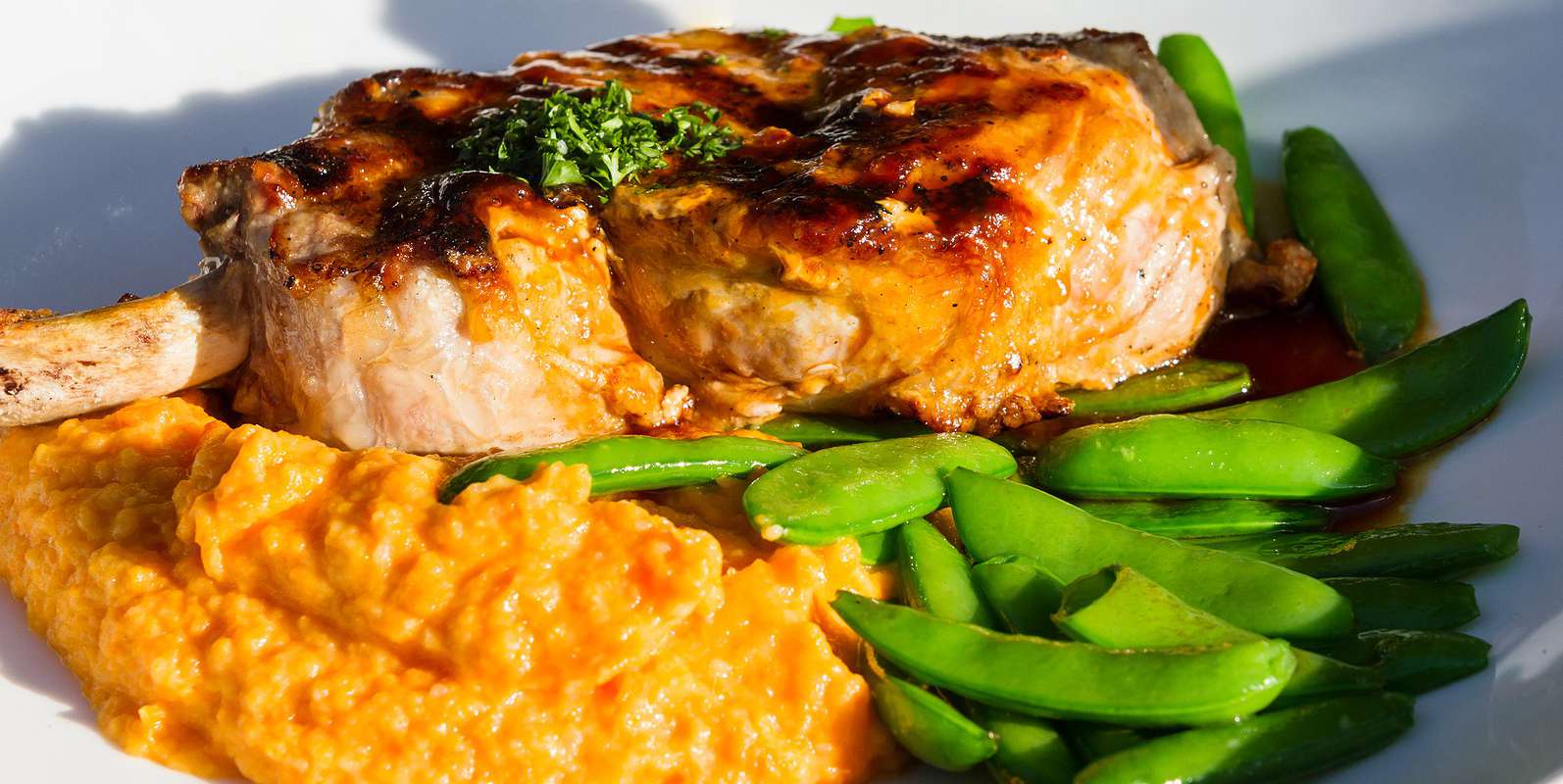 Pork Chops With Mashed Parsnips & Green Beans