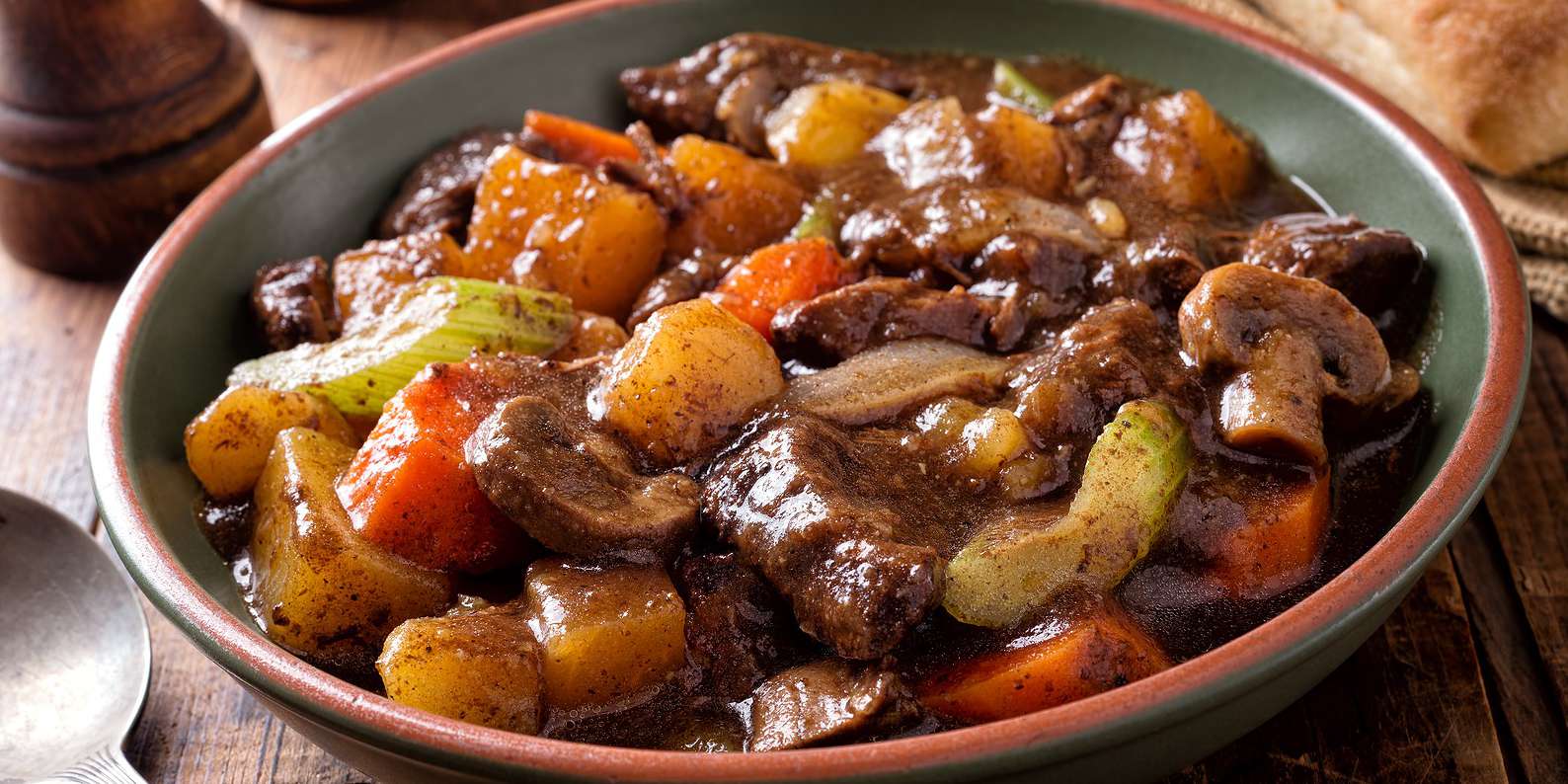 Beef Stew with Turnip, Mushrooms, and Potatoes