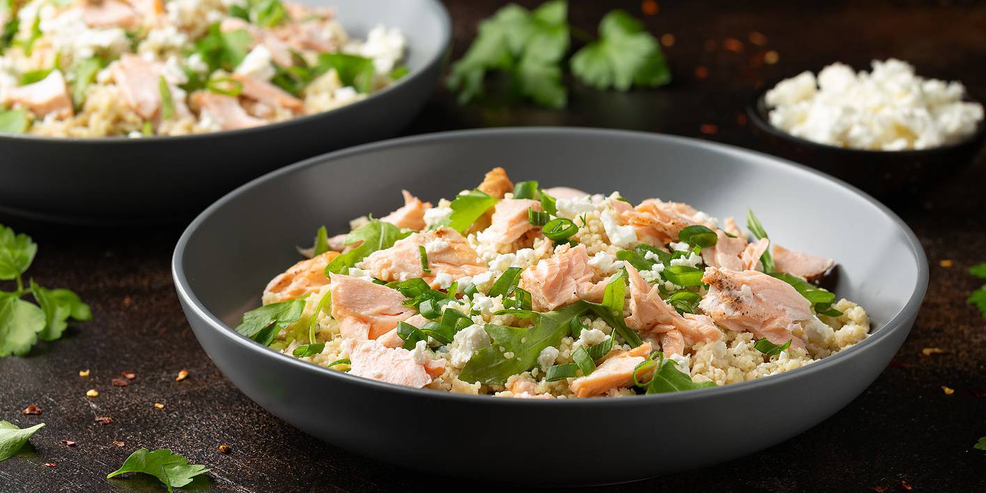 Israeli Couscous, Salmon, and White Bean Salad