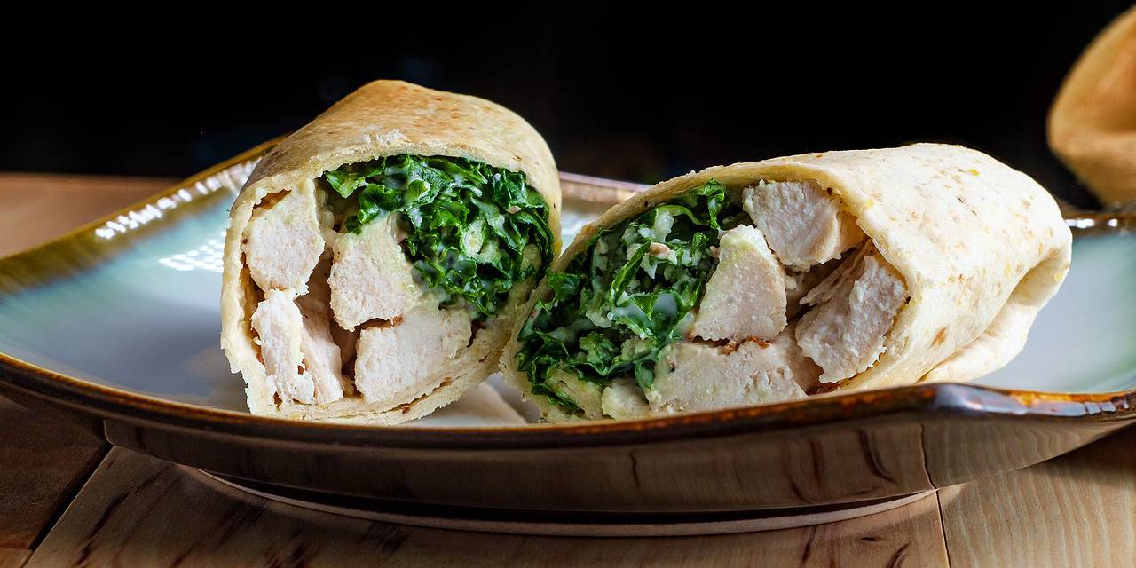 Chicken Caesar Salad Wrap with Kale