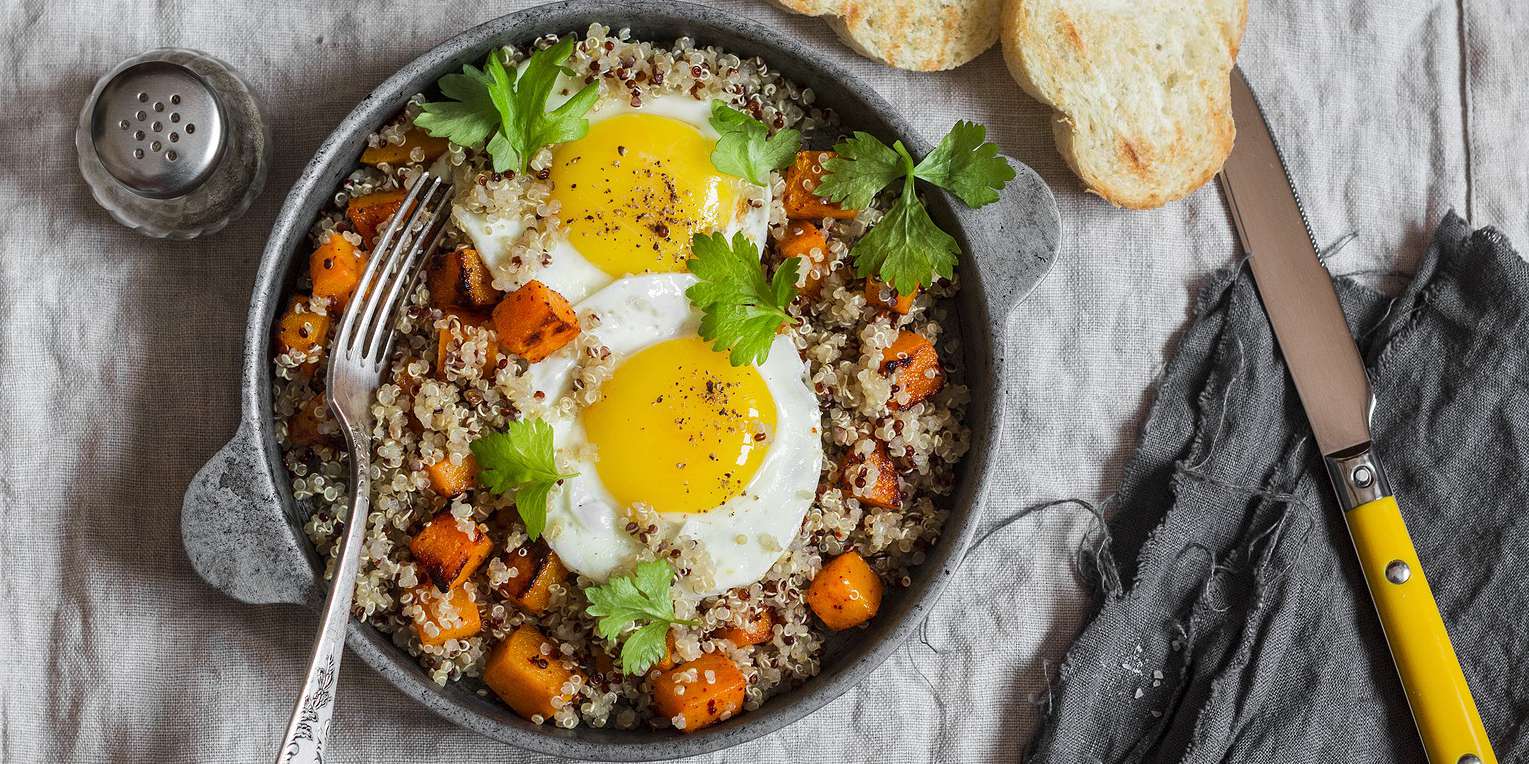 Brunch Bowl with Sweet Potato, Quinoa and Eggs