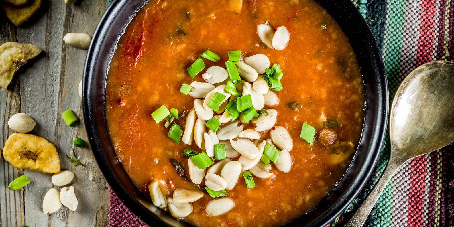 Peanut Soup with Sweet Potato, Carrot, and Spinach
