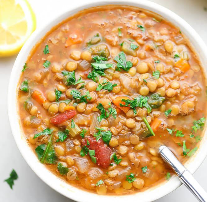 Lentil soup with sausage